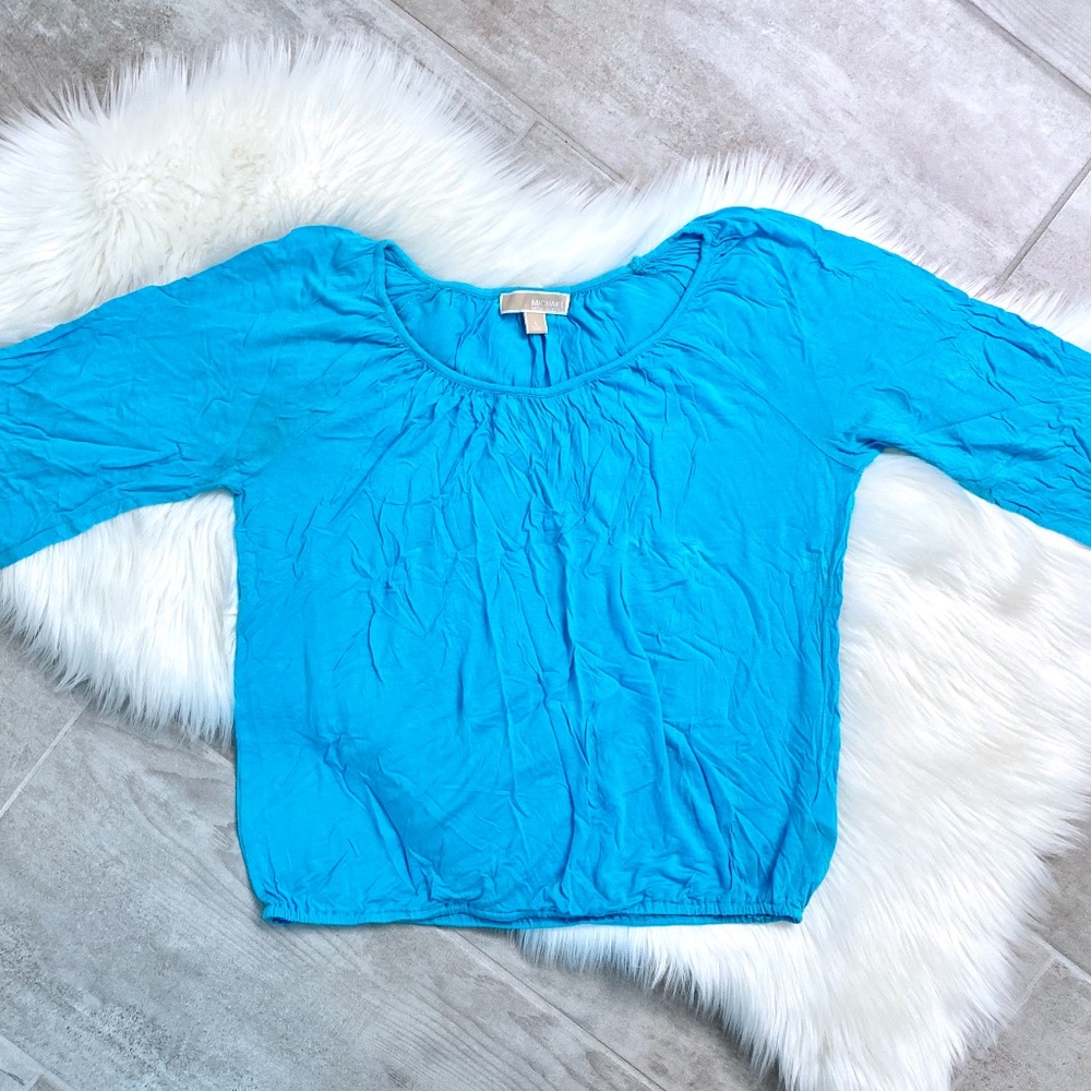 MICHAEL KORS Turquoise 3/4 Sleeve Top